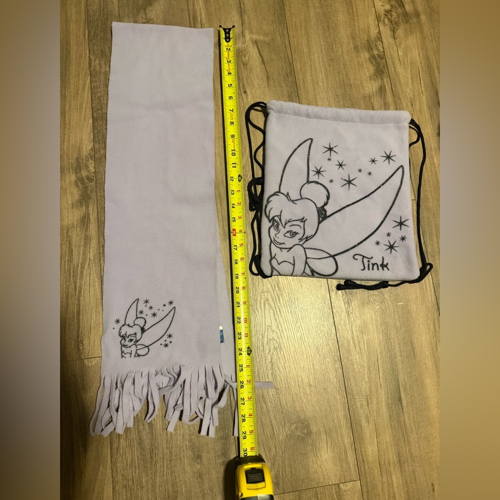 Disney Tinker Bell Scarf and Drawstring Bag Set - Light Gray